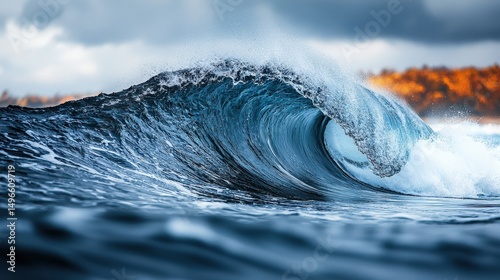 Fototapeta Naklejka Na Ścianę i Meble -  Sea water ocean big great wave for surfing landscape