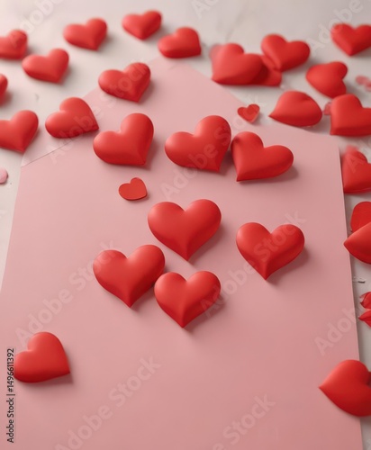 Close-up of red hearts on elegant card, Mother's Day ,  gift,  texture,  card