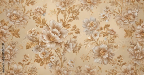 Elegant gold & pastel floral wallpaper pattern  Luxurious vintage wedding background, seamless texture , pattern, pastel, vintage