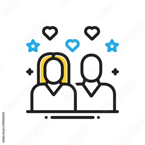 Multi color icon for couple