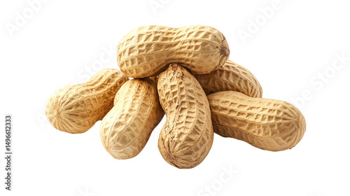 Pile of peanuts in shells on a transparent background. Concept of healthy snack, protein source, and vegetarian food. photo