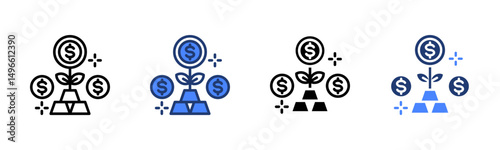 Return On Investment icon sheet multiple style collection