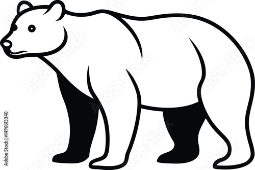 Bear Silhouette Vector Illustration In White Background