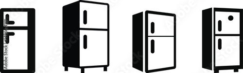 Freezer and Refrigerator Vector Silhouette Set – Transparent Background

