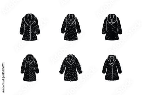 fur coat sketch silhouette vector illustration