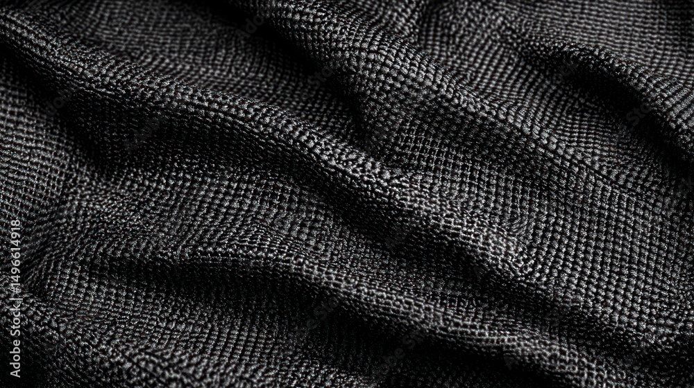 Textured Black Fabric: A Study in Darkness and Depth Textured Black Fabric: A Study in Darkness and Depth