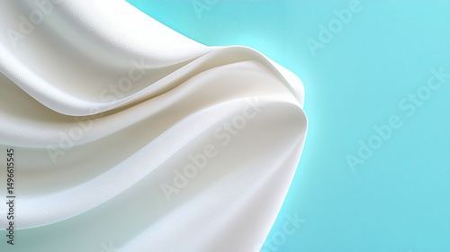 White Fabric Flowing on Blue Background