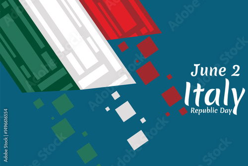 June 2, Republic Day. Happy Republic day of Italy Suitable for greeting card, poster and banner.