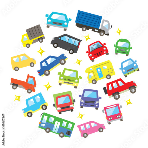 circle icon gallery of various car and twinkle - color big size version -