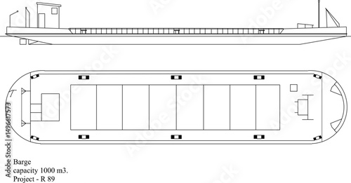 vector illustration sketch silhouette design of container cargo ship barges and scows for the shipping industry on the high seas