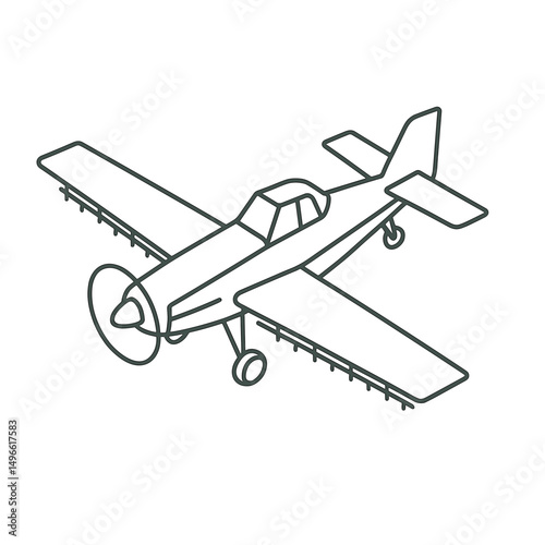 Agricultural airplane sketched in minimalist style illustrating travel concept  