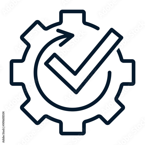 Test automation concept, software development. Vector linear icon isolated on white background.