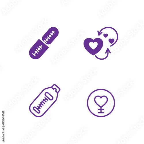 Vector icons depicting medical symbols and concepts related to health care and reproduction
