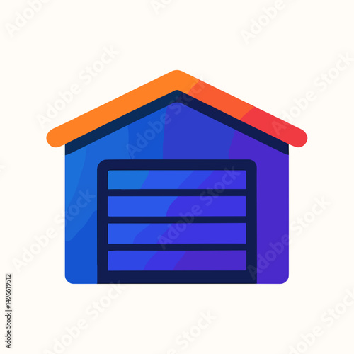 Colorful garage icon with modern design in vibrant colors  