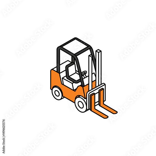 Forklift in orange and black color for industrial use  