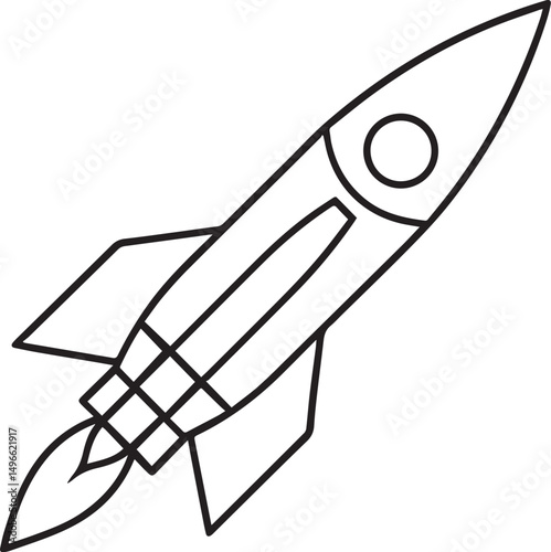 Rocket outline vector illustration line art	