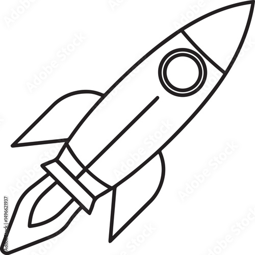 Rocket outline vector illustration line art	