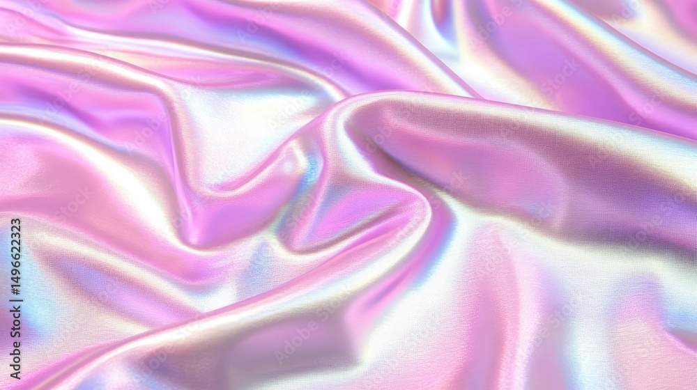 Obraz premium Iridescent pastel fabric with flowing, silky folds and subtle shimmer