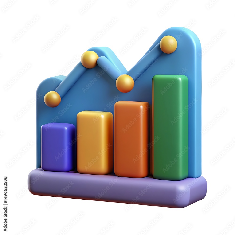 3D icon reasltic and high quality asset business graph on white background 3D icon reasltic and high quality asset business graph on white background