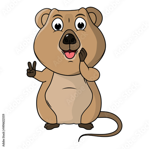 Cartoon Illustration of a Cute Quokka