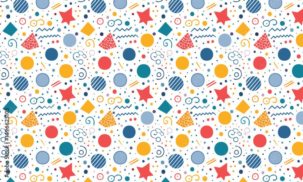 Obraz premium Colorful Random Geometric Bright Dots, Lines Shapes Pattern