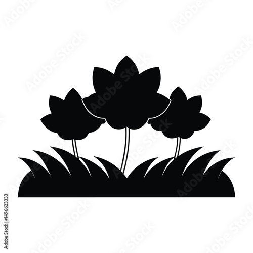 Silhouette of a Flower bed