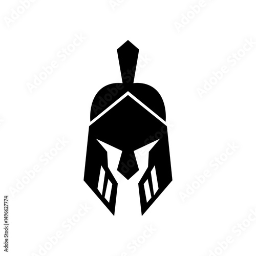 Spartan Soldier. Spartan helmet logo, Spartan shield and helmet vector illustration, Spartan Greek gladiator armor flat vector icon. Warrior shield logo.	
