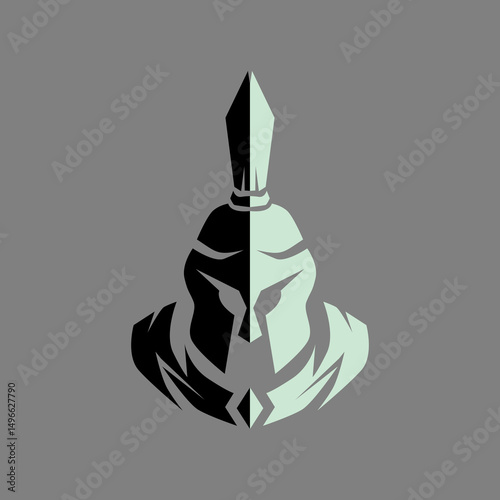 Spartan Soldier. Spartan helmet logo, Spartan shield and helmet vector illustration, Spartan Greek gladiator armor flat vector icon. Warrior shield logo.	
