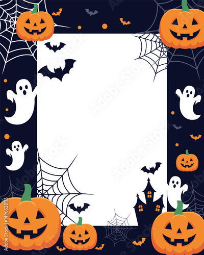 Halloween frame graphic vector illustration background, Ratio 4:5.