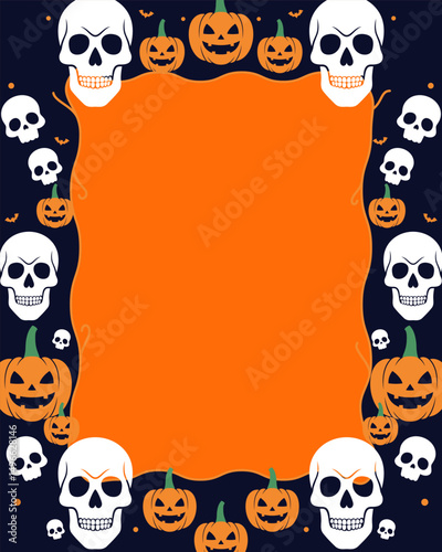 Halloween border graphic vector illustration background, Ratio 4:5.
