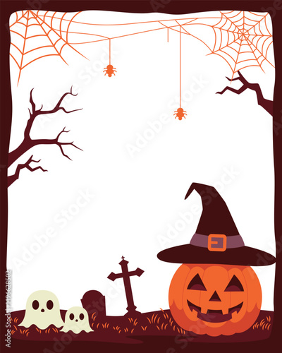 Haunted halloween frame graphic vector illustration background, Ratio 4:5.