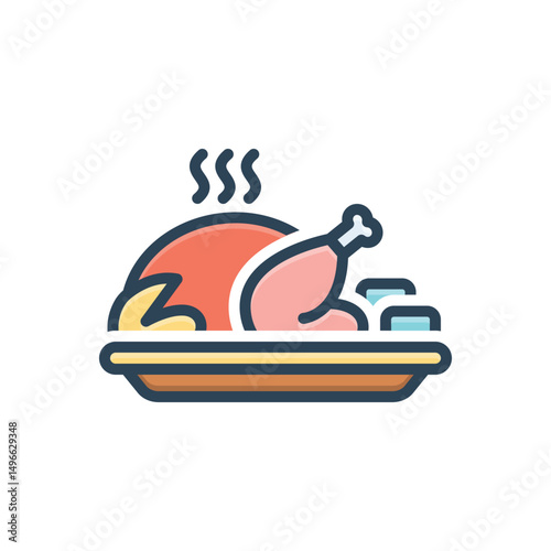 Color illustration icon for meat