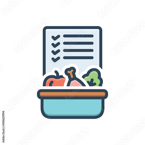 Color illustration icon for diet chart