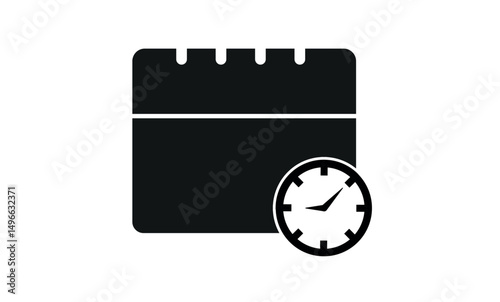 Schedule icon. calendar and clock sign, date and time schedule for meeting, event, travel, others planning etc. time schedule png and vector illustration on transparent background