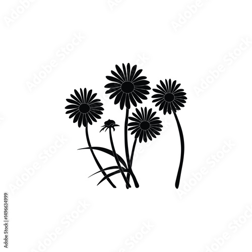 Flower silhouette with black 