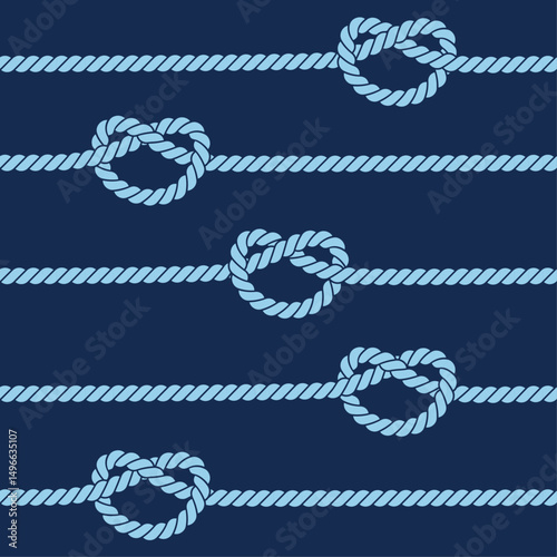 Navycore seamless marine rope knot pattern. Vector illustration for print.