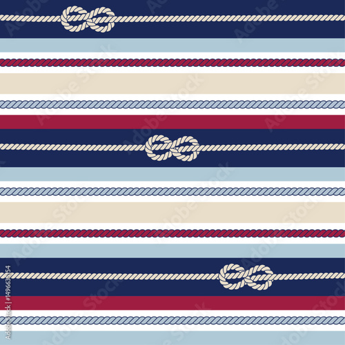 Classic striped marine ropes knots seamless pattern. Navycore pattern vector illustration background for print.