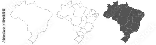 Brazil map – vector illustration of political and geographical borders