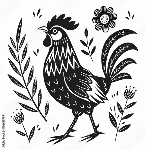 rooster and hen