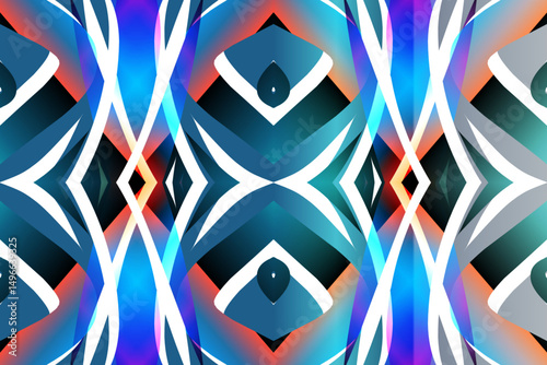 Beautiful glow colour caleidoscope gradient flower line art pattern wallpaper of indonesian traditional abstract batik ethnic dayak ornament for commercial ads