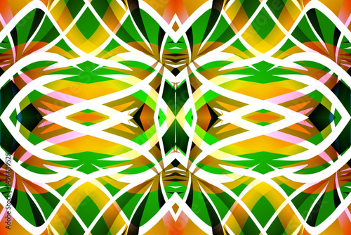 Beautiful glow colour caleidoscope gradient flower line art pattern wallpaper of indonesian traditional abstract batik ethnic dayak ornament for commercial ads