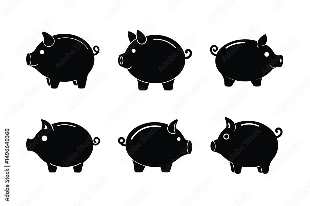 Fototapeta premium Cartoon Piggy Bank Drawing with Cute Face