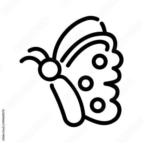 Butterfly. This is a vector single icon with a dashed line style. It is suitable for any purpose, such as website design, mobile app design, logo design, etc.