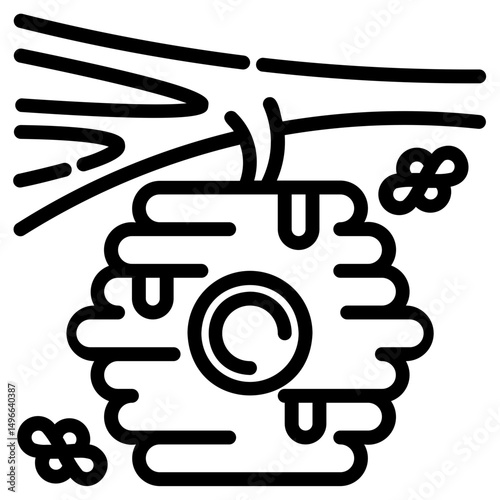 Bee. This is a vector single icon with a dashed line style. It is suitable for any purpose, such as website design, mobile app design, logo design, etc.