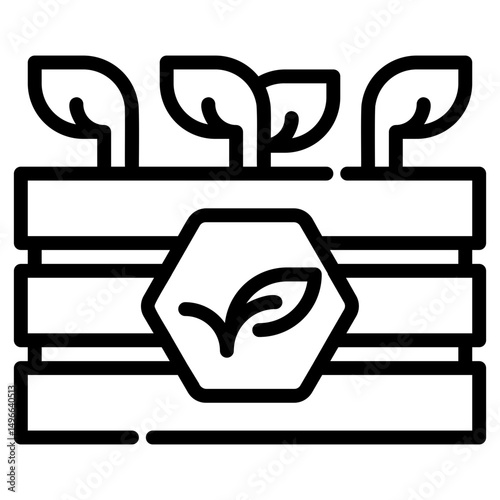 Garden bed. This is a vector single icon with a dashed line style. It is suitable for any purpose, such as website design, mobile app design, logo design, etc.