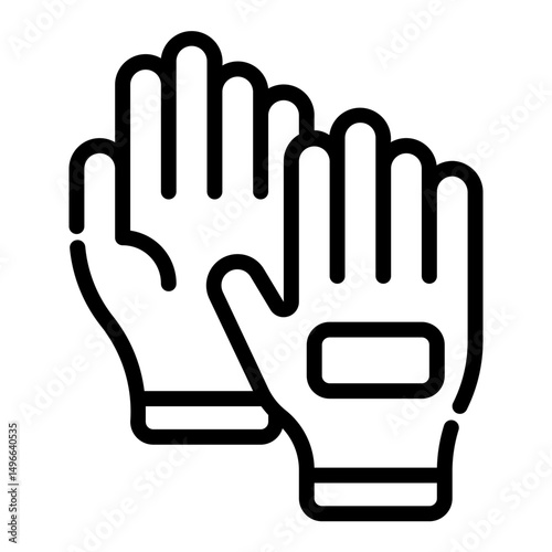 Garden gloves. This is a vector single icon with a dashed line style. It is suitable for any purpose, such as website design, mobile app design, logo design, etc.