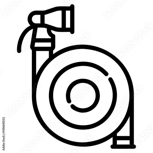 Hose reel. This is a vector single icon with a dashed line style. It is suitable for any purpose, such as website design, mobile app design, logo design, etc.