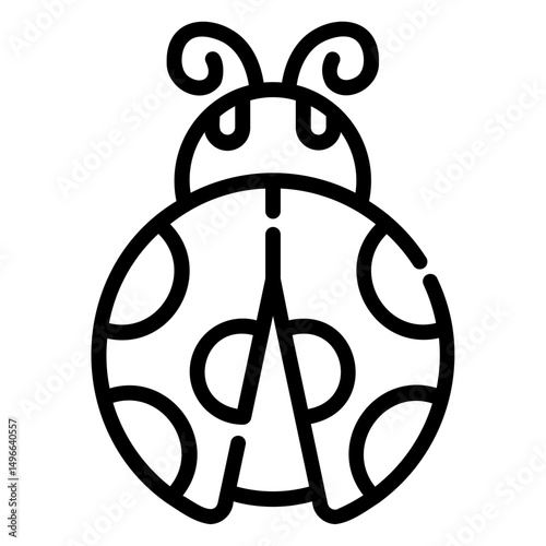 Ladybug. This is a vector single icon with a dashed line style. It is suitable for any purpose, such as website design, mobile app design, logo design, etc.