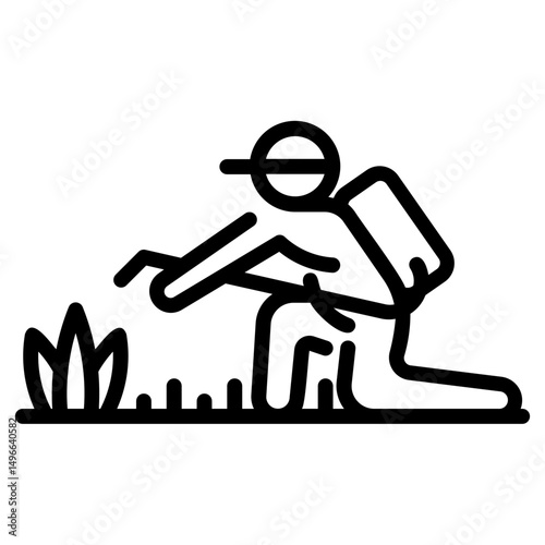 Lawn care. This is a vector single icon with a dashed line style. It is suitable for any purpose, such as website design, mobile app design, logo design, etc.