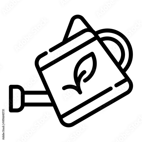 Watering can. This is a vector single icon with a dashed line style. It is suitable for any purpose, such as website design, mobile app design, logo design, etc.